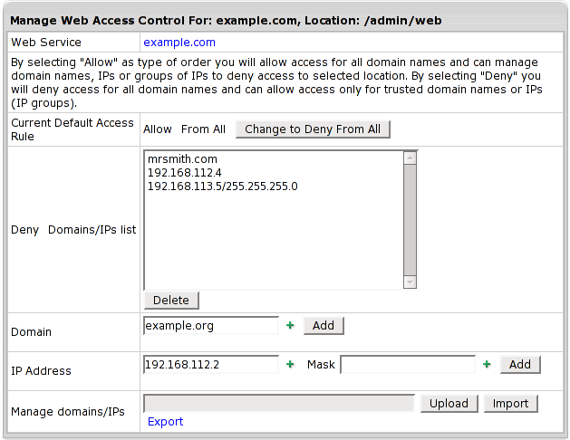 Manage Web Access Control